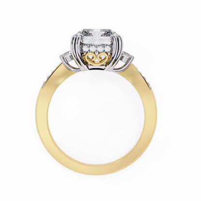 Radiant Cut Three Stone Lab Diamond Solitaire Wedding Ring - View 8