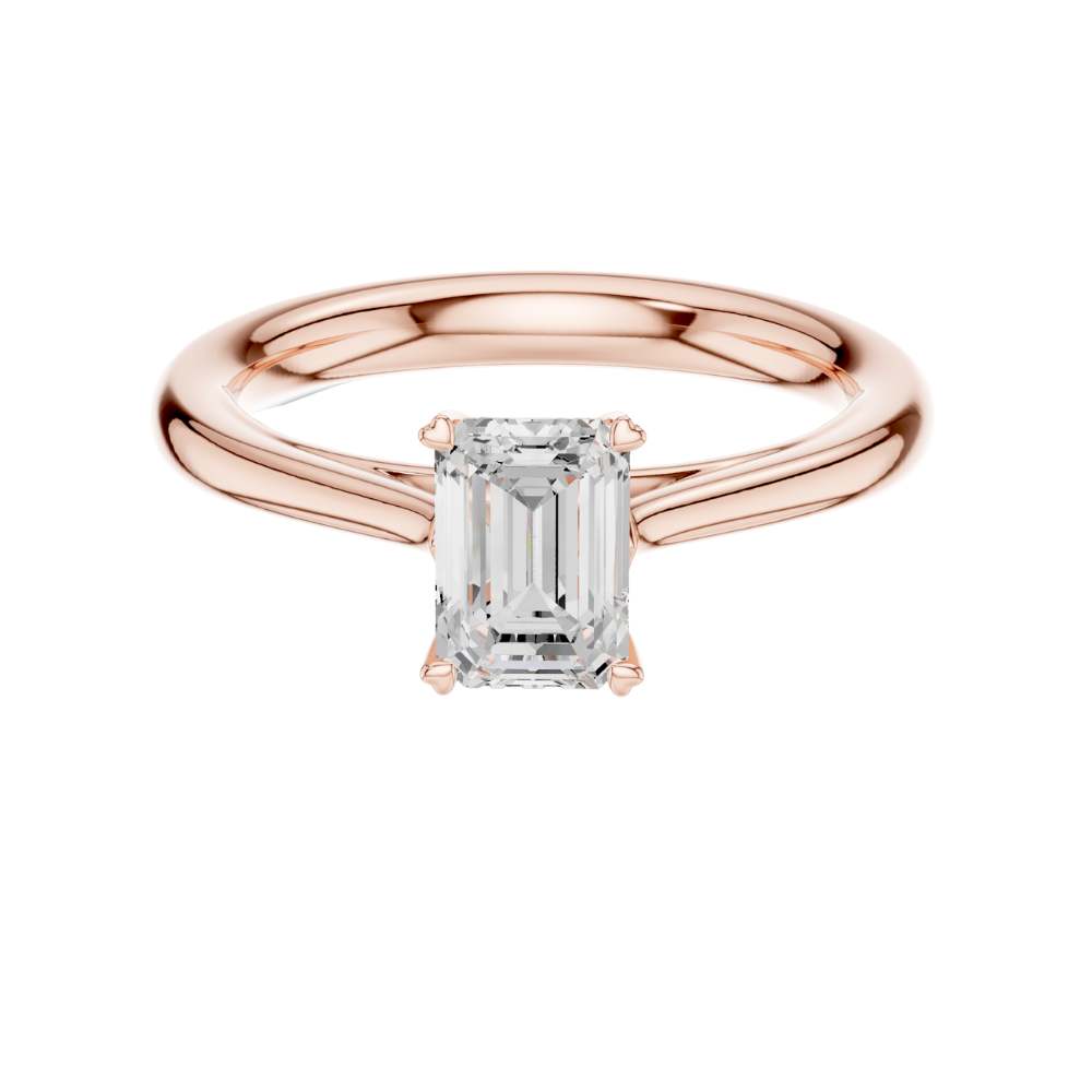 Brilliant Emerald Cut Lab Diamond Classic Solitaire Ring - View 2