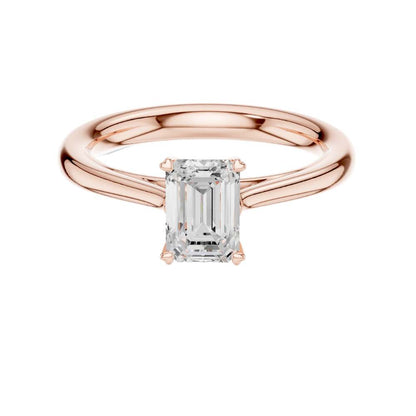 Brilliant Emerald Cut Lab Diamond Classic Solitaire Ring - View 2