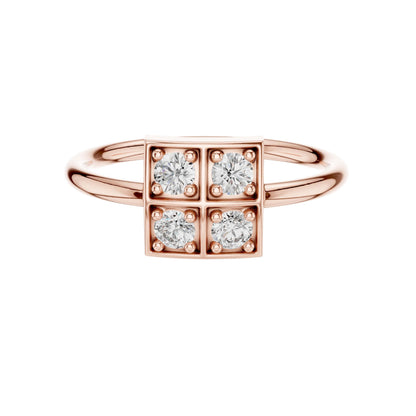 Square Quad Bezel Set Moissanite Diamond Cluster Ring - View 2