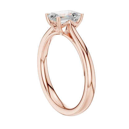 Brilliant Emerald Cut Lab Diamond Classic Solitaire Ring - View 11
