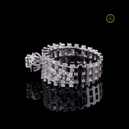 Round Moissanite Diamond Ladder Pave Statement Ring - View 3