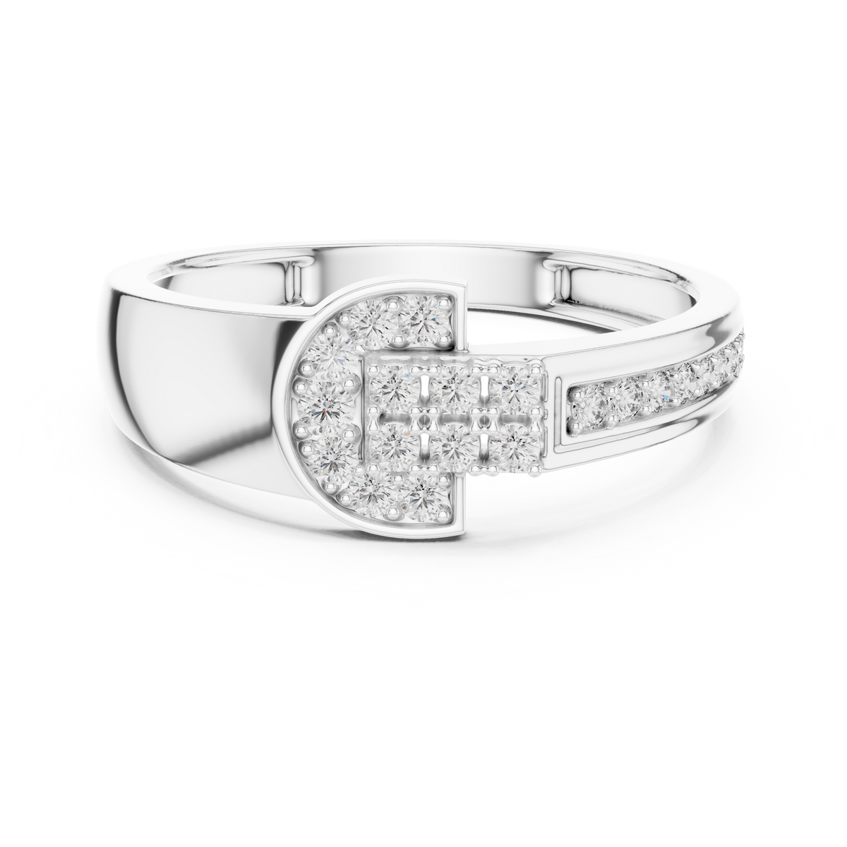Round Lab Diamond Pave Statement Engagement Ring - View 3