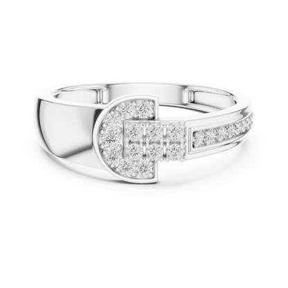 Round Lab Diamond Pave Statement Engagement Ring - View 3