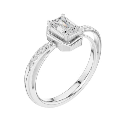 Emerald Cut Lab Diamond Ring with Classic Bezel Setting - View 6