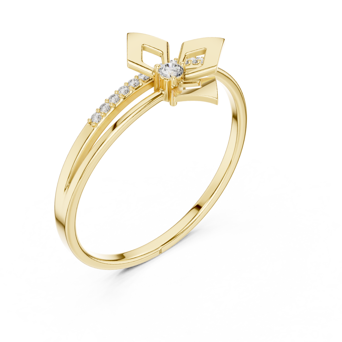 geometric moissanite diamond split shank engagement ring - view 2