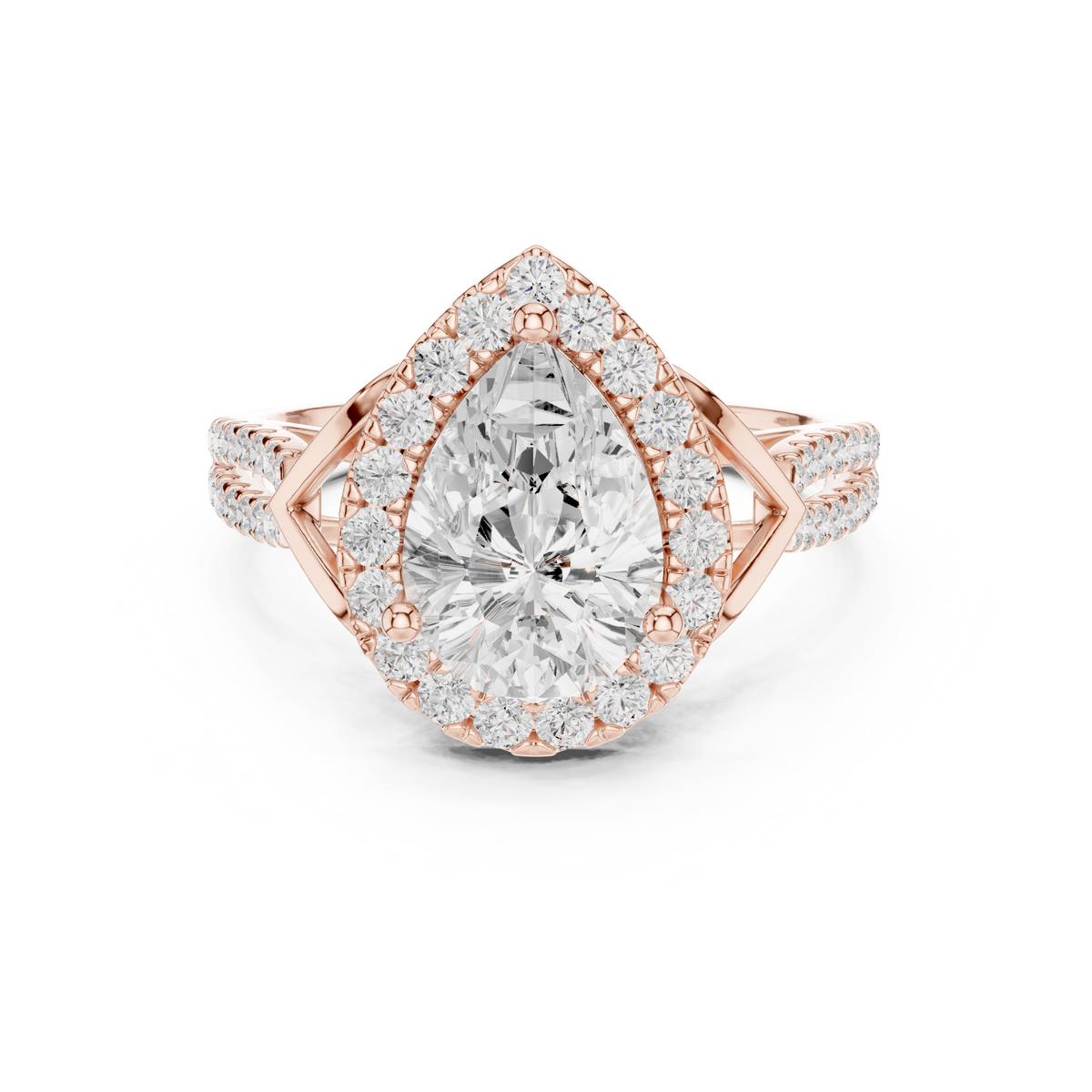 pear cut lab diamond split shank engagement ring - view 2