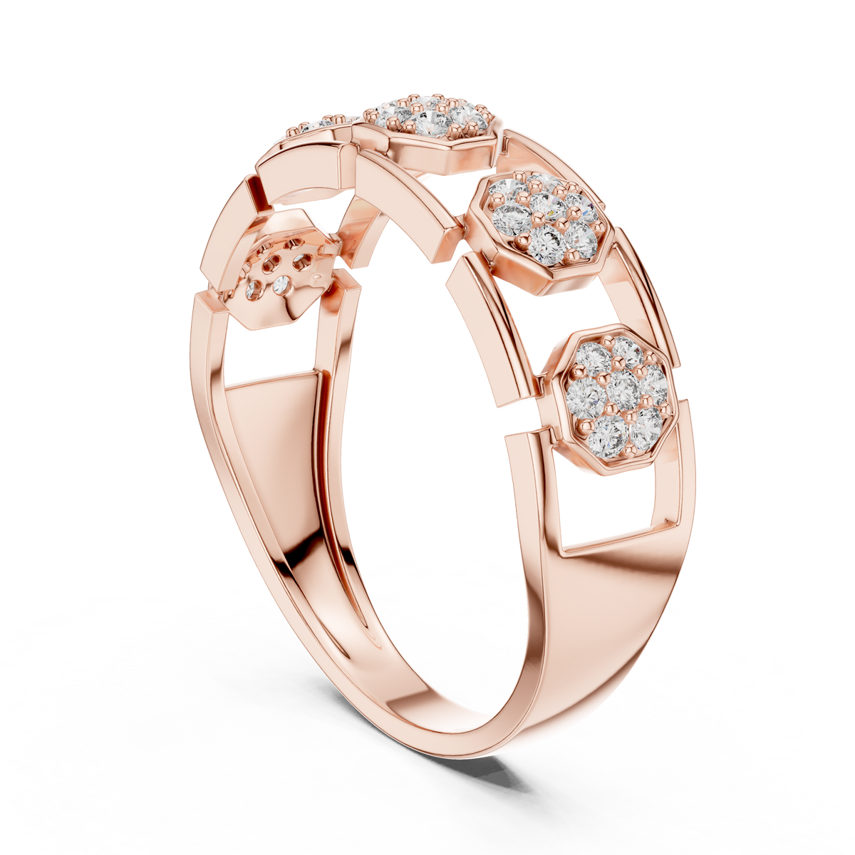 round cut lab diamond openwork band ring - view 8