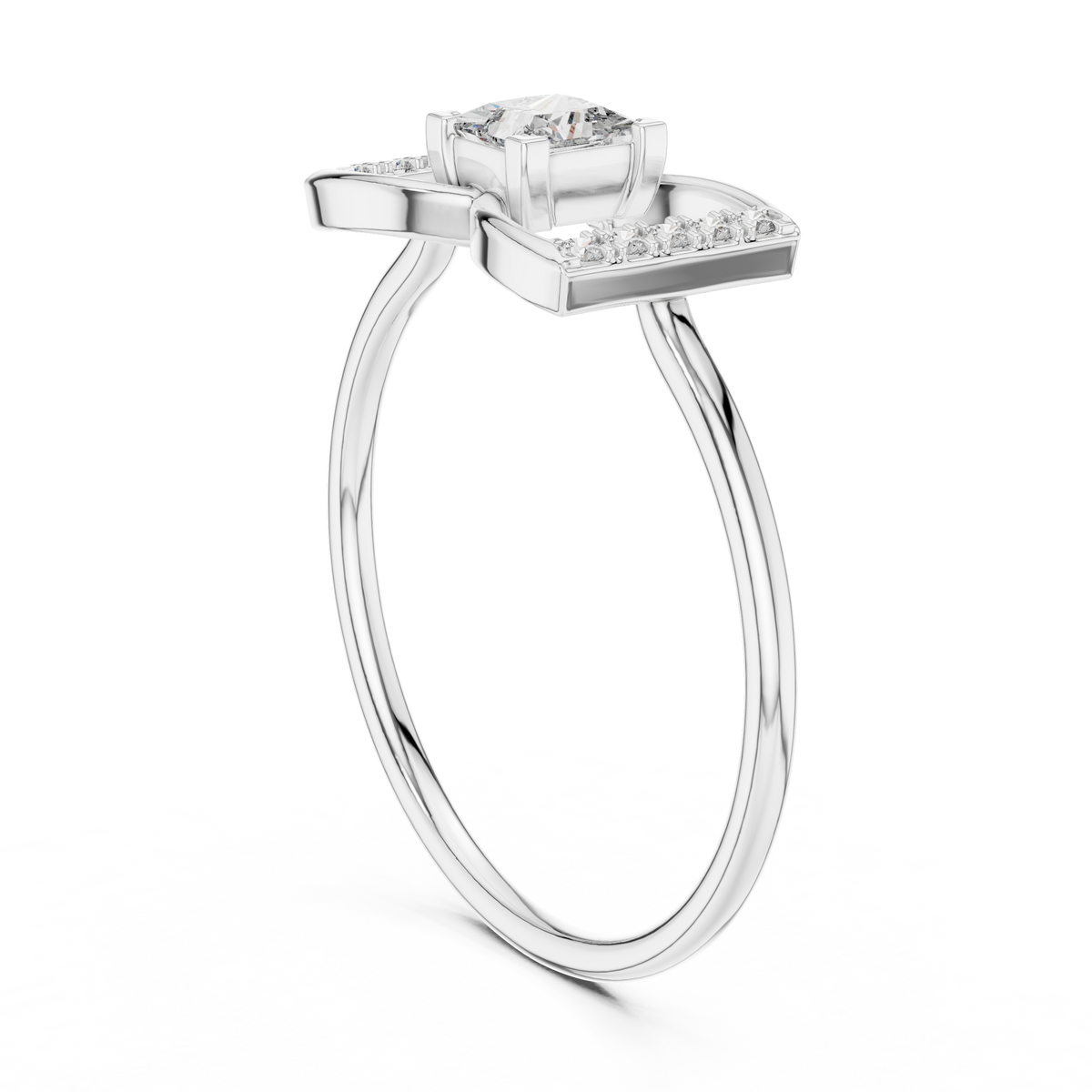 princess cut geometric pave split shank lab diamond ring - view 12