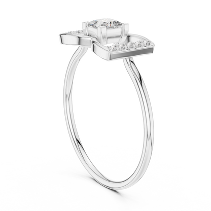 Princess Cut Geometric Pave Split Shank Lab Diamond Ring - View 12