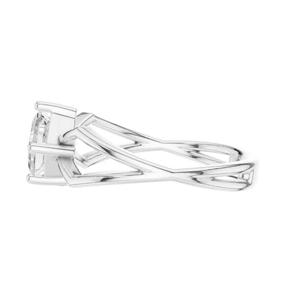 Asscher Cut Moissanite Diamond Solitaire Ring Open Split Shank - View 9