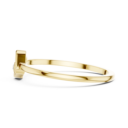 Round Cut Lab Diamond Open Square Geometric Solitaire Ring - View 7