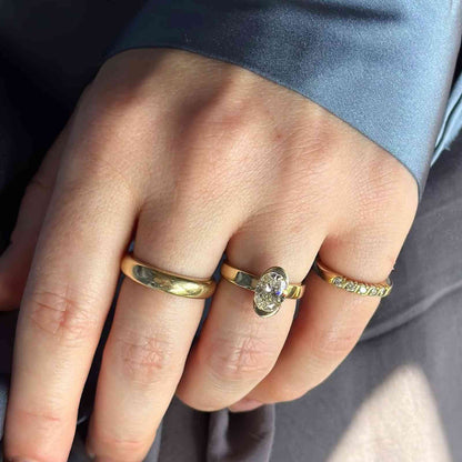 Oval Cut Moissanite Diamond Bezel Solitaire Ring - View 2