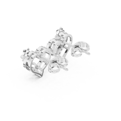 Rose Flower Heart Round Brilliant Cut Moissanite Diamond Stud Earrings Floral Openwork - View 7
