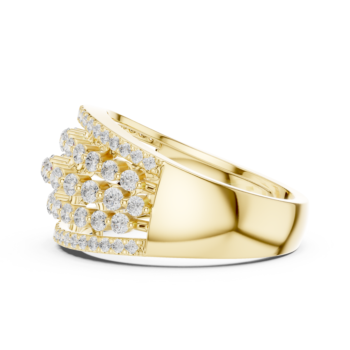 Multi Row Round Lab Diamond Wide Band Ring - View 8