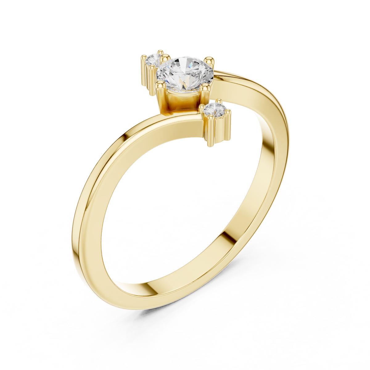 Round Contemporary Lab Diamond Bypass Ring - View 2