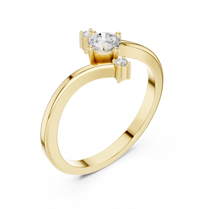 Round Contemporary Lab Diamond Bypass Ring - View 2