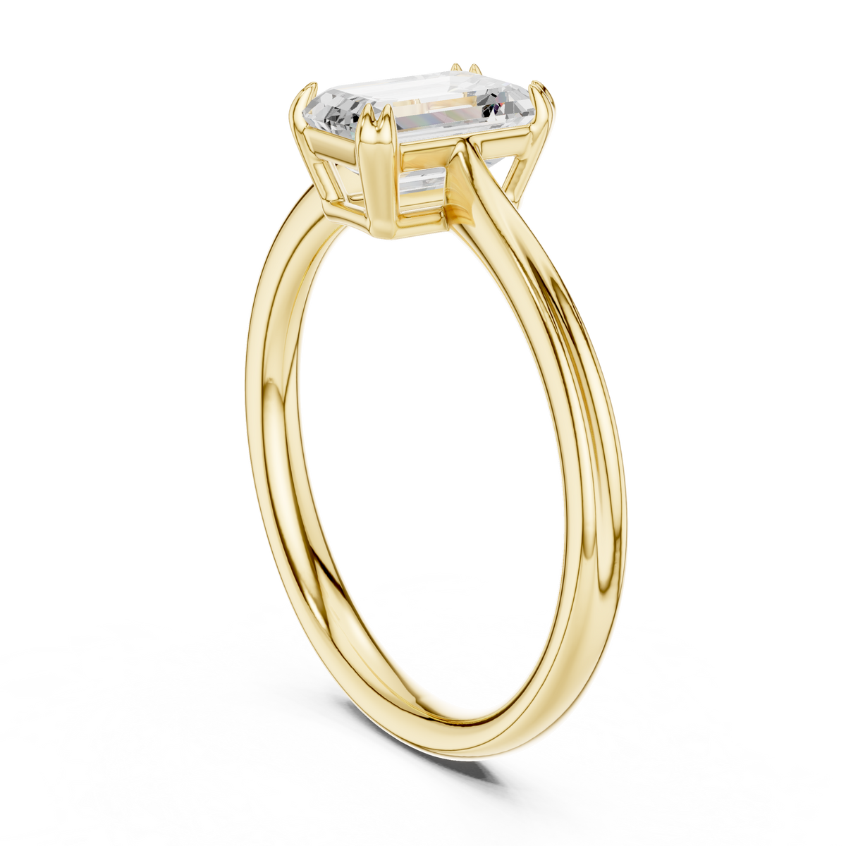 Emerald Cut Lab Diamond Solitaire Engagement Ring - View 5