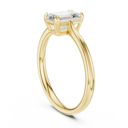 Emerald Cut Lab Diamond Solitaire Engagement Ring - View 5