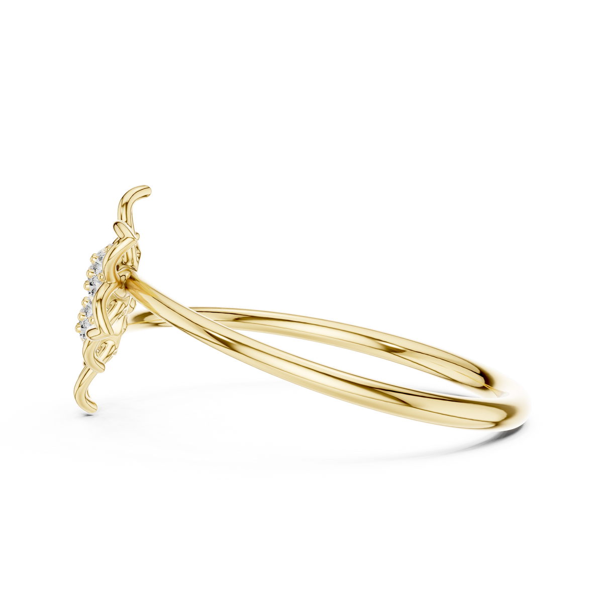double flower round lab diamond openwork floral ring - view 8