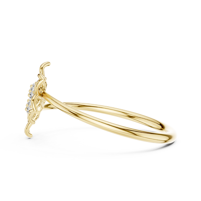 Double Flower Round Lab Diamond Openwork Floral Ring - View 8