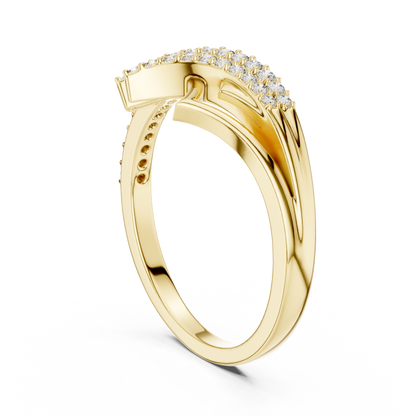 Crossover Pave Setting Round Lab Diamond Engagement Ring - View 5