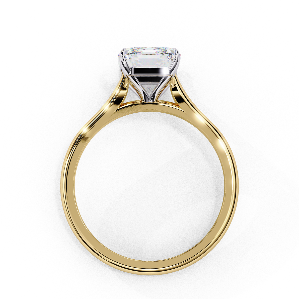 Classic Emerald Cut Lab Diamond Solitaire Ring With Four Prong - View 5