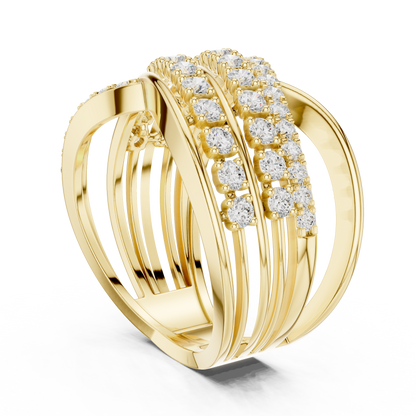 Round Moissanite Diamond Multi Layer Crossover Engagement Ring - View 2