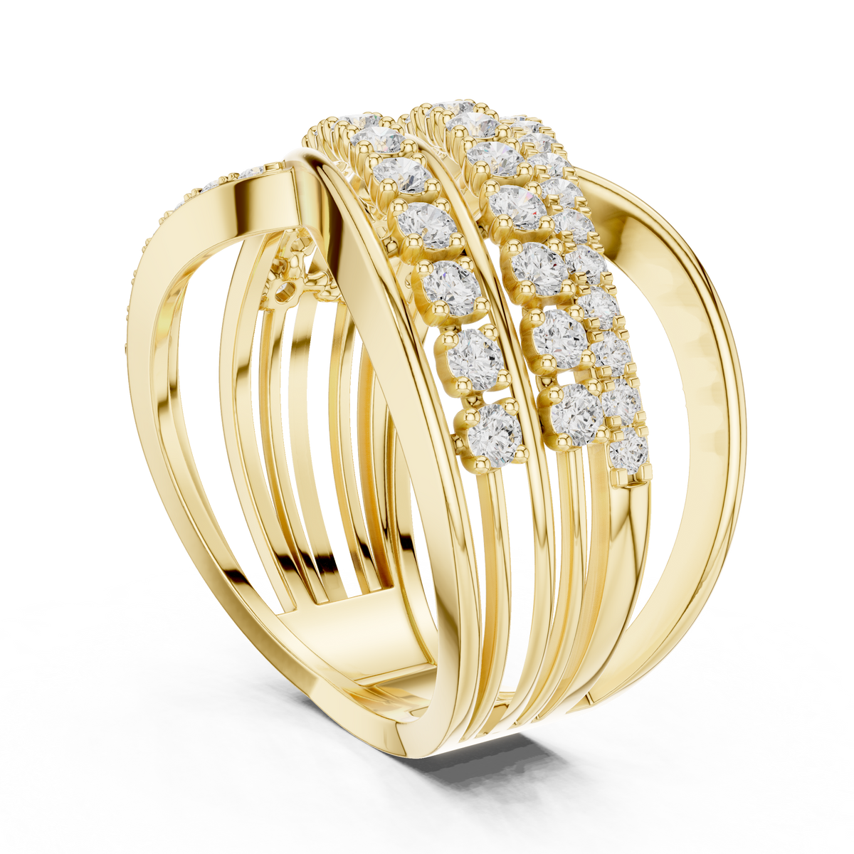 round lab diamond multi layer crossover engagement ring - view 2
