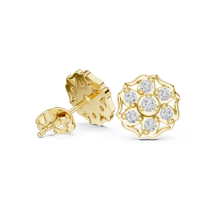 Infinity Twist Round Brilliant Cut Lab Diamond Stud Earrings Interlocking Loop - View 4
