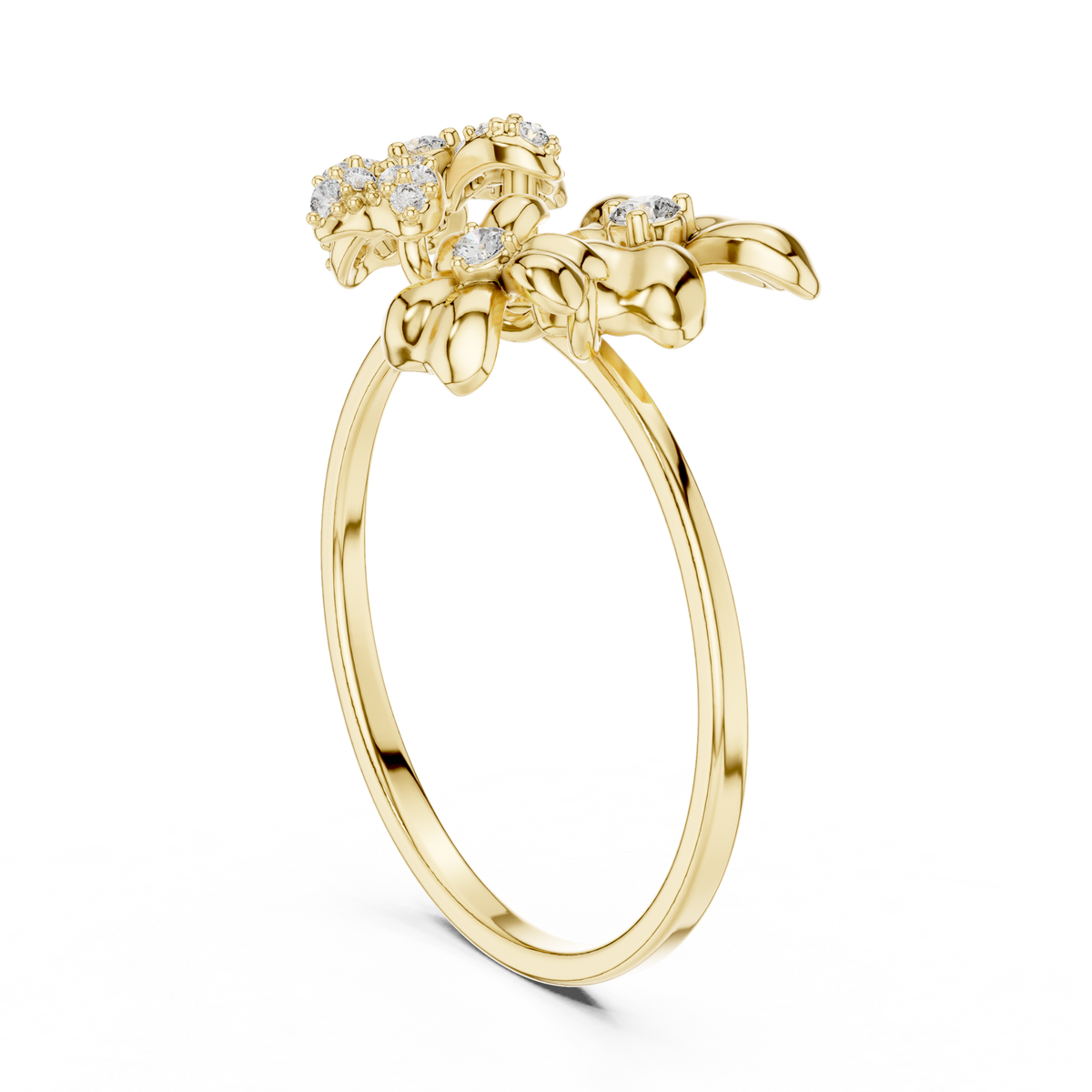 Round Lab Diamond Floral Cluster Statement Ring - View 5