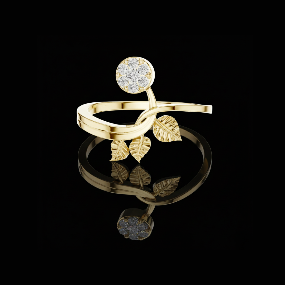 nature inspired moissanite diamond leaf delicate ring