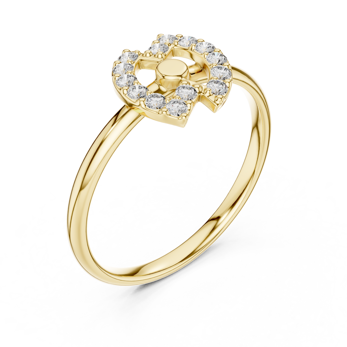 Round Diamond Open Circle Halo Moissanite Diamond Ring - View 2
