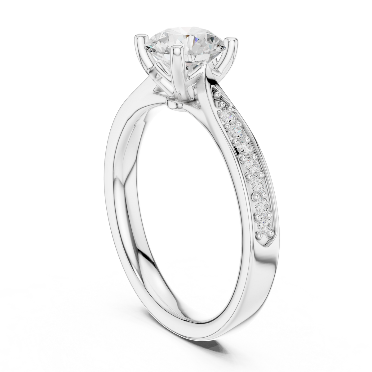 round lab diamond pave solitaire engagement ring - view 12