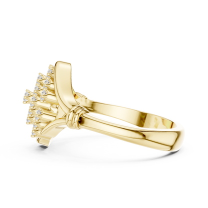 Round Cut Lab Diamond Ring Elegant Wave Framed Design - View 8