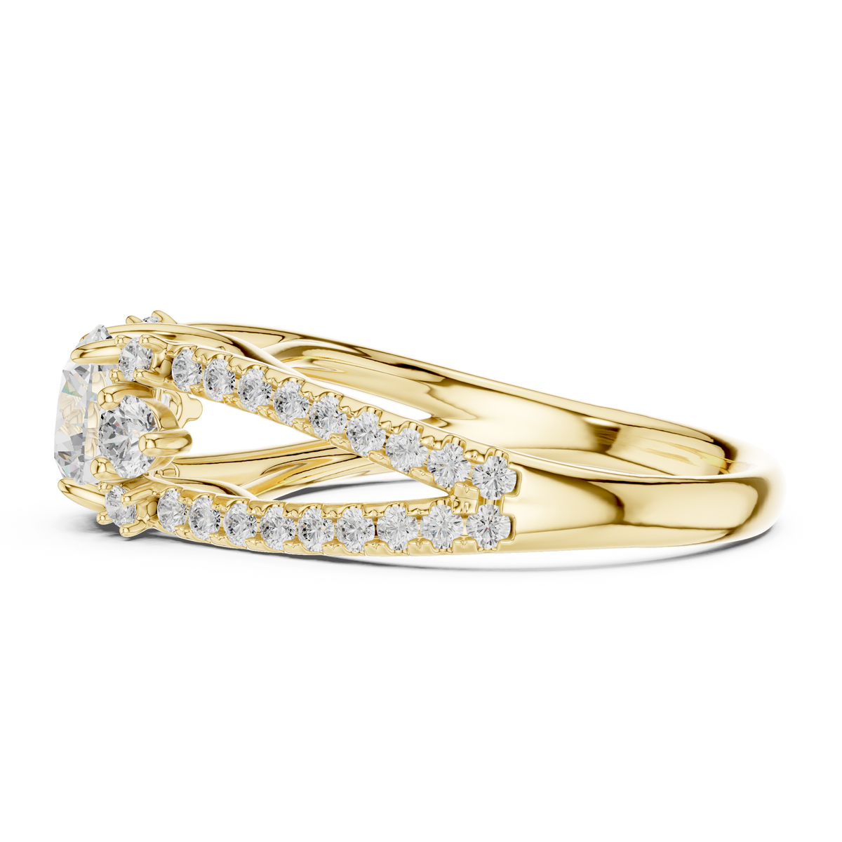 split shank round cut lab diamond pave setting engagement ring - view 8