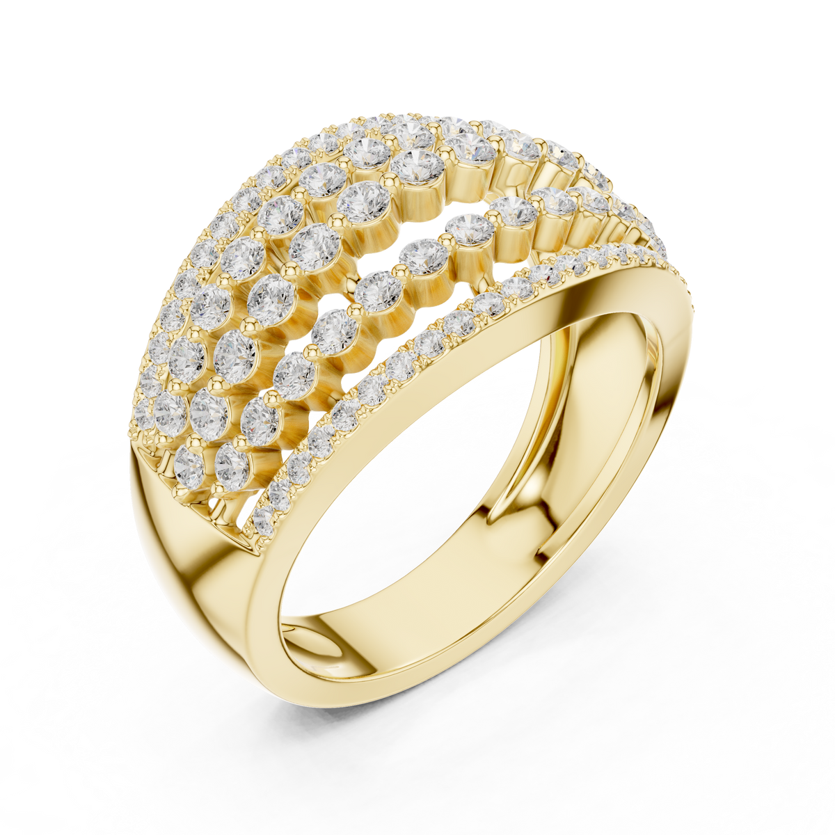 multi row round lab diamond wide band ring - view 2