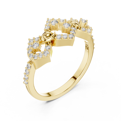 Round Cut Crown Moissanite Diamond Statement Ring - View 3