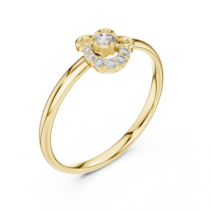 Floral Loop Round Cut Lab Diamond Statement Engagement Ring - View 2
