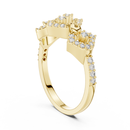 Round Cut Crown Moissanite Diamond Statement Ring - View 6