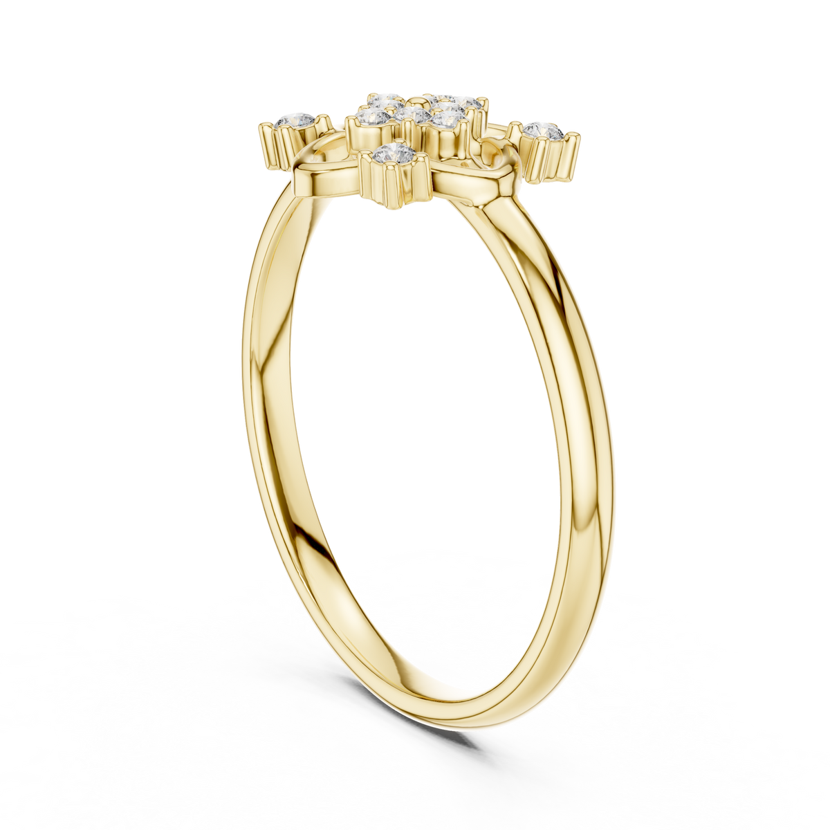 Round Lab Diamond Clover Floral Ring - View 5