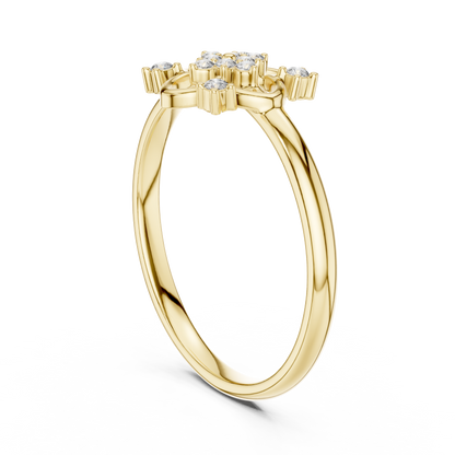 Round Lab Diamond Clover Floral Ring - View 5