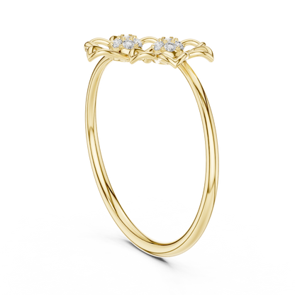 Double Flower Round Lab Diamond Openwork Floral Ring - View 5
