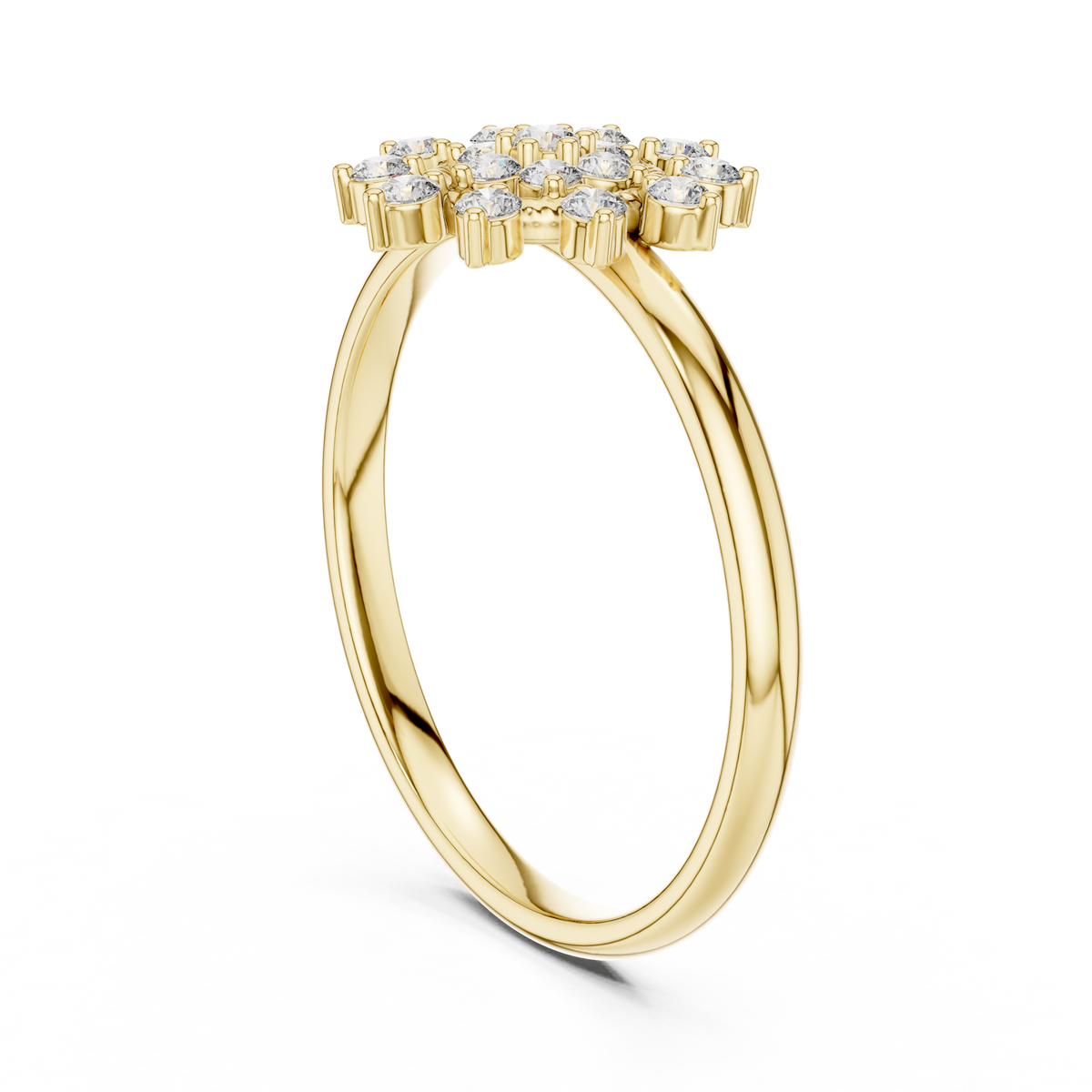 round cut cluster floral lab diamond split shank ring - view 5