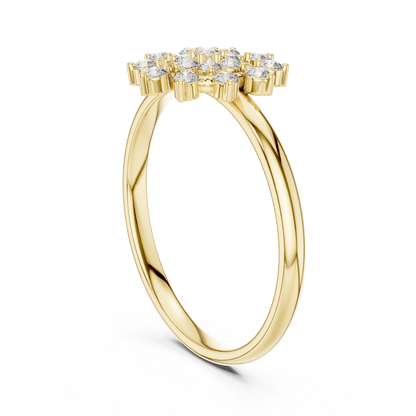 Round Cut Cluster Floral Lab Diamond Split Shank Ring - View 5