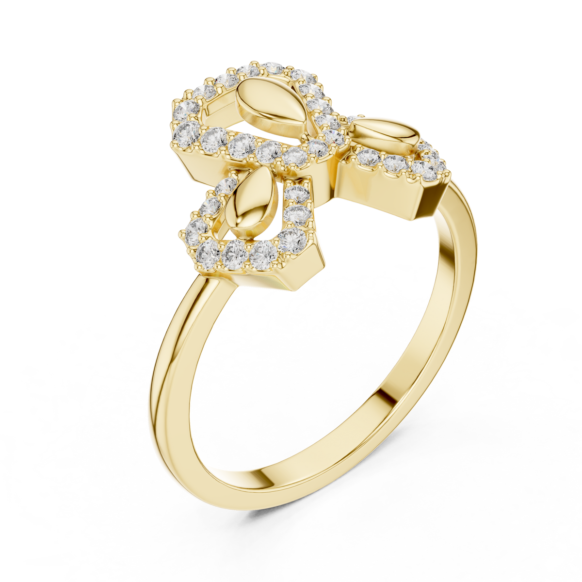 Round Cut Trio Lab Diamond Statement Ring Triple Cluster - View 2