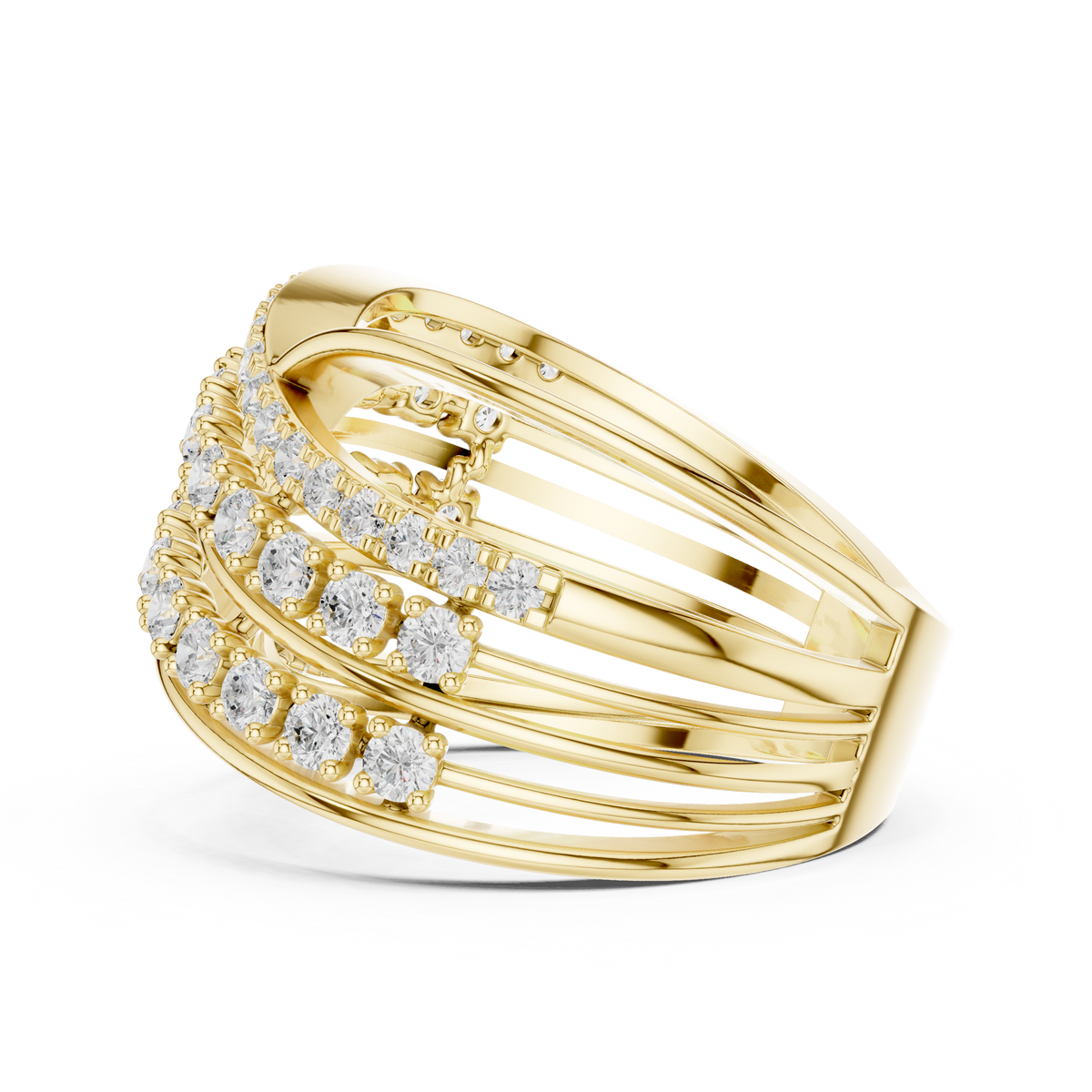 round moissanite diamond multi layer crossover engagement ring - view 8