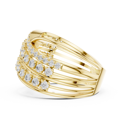 Round Moissanite Diamond Multi Layer Crossover Engagement Ring - View 8