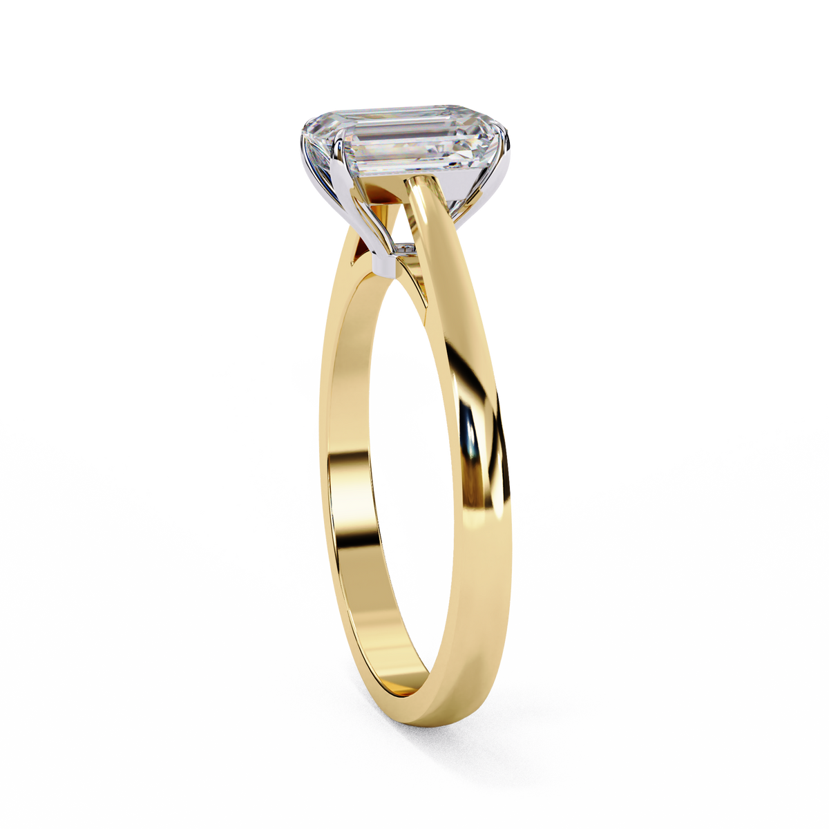 Radiant Cut Lab Diamond Engagement Solitaire Ring - View 2