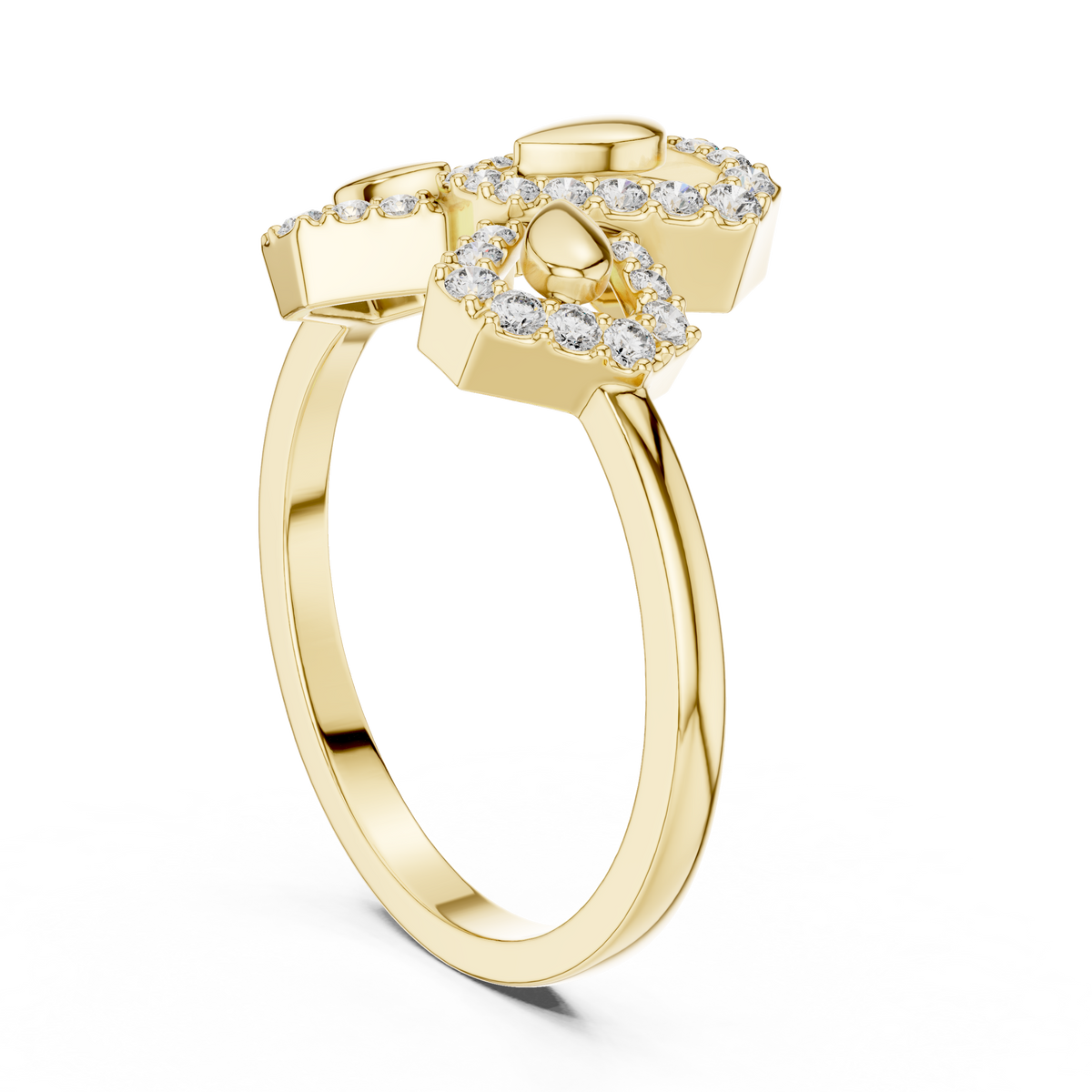 round cut trio lab diamond statement ring triple cluster - view 5